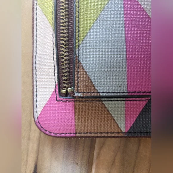 Fossil Zip Wallet Clutch - Colorblock Geometric Pattern - Picture 7 of 11